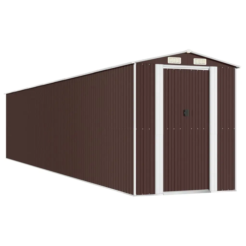 Garden Shed Dark Brown 192x1021x223 cm Galvanised Steel 3147470 - Home & Garden