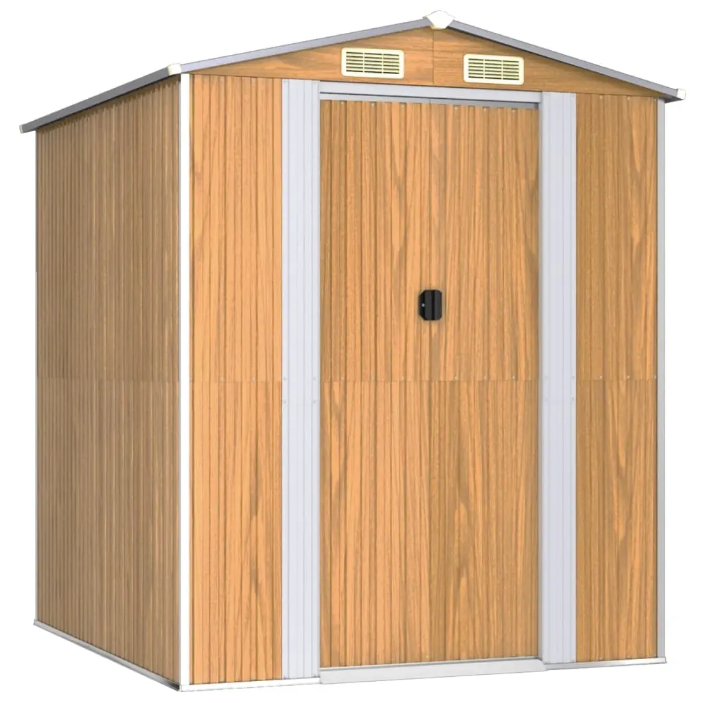 Garden Shed Light Brown 192x191x223 cm Galvanised Steel 3147471 - Home & Garden