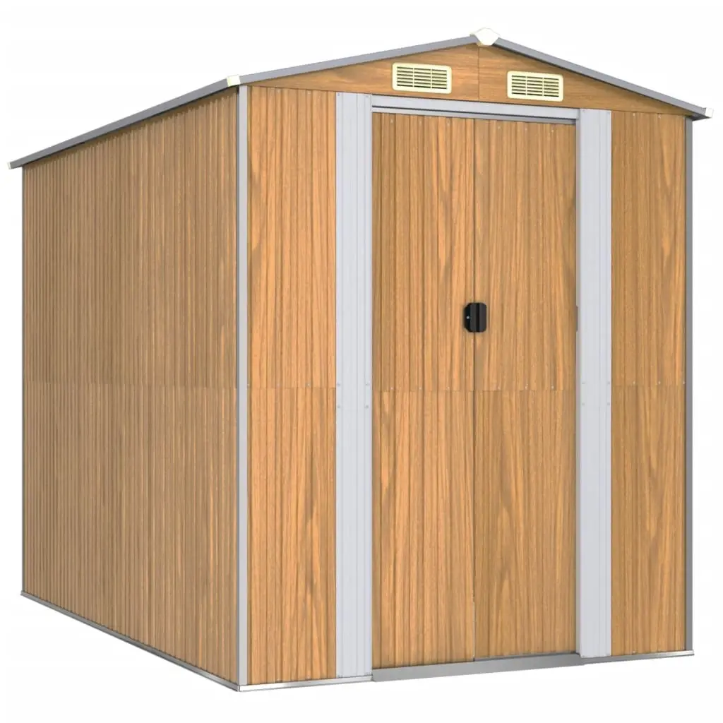 Garden Shed Light Brown 192x274x223 cm Galvanised Steel 3147472 - Home & Garden