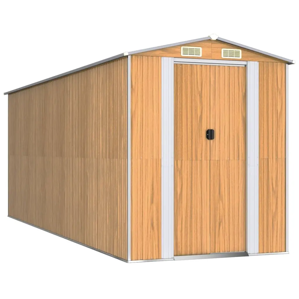 Garden Shed Light Brown 192x523x223 cm Galvanised Steel 3147475 - Home & Garden