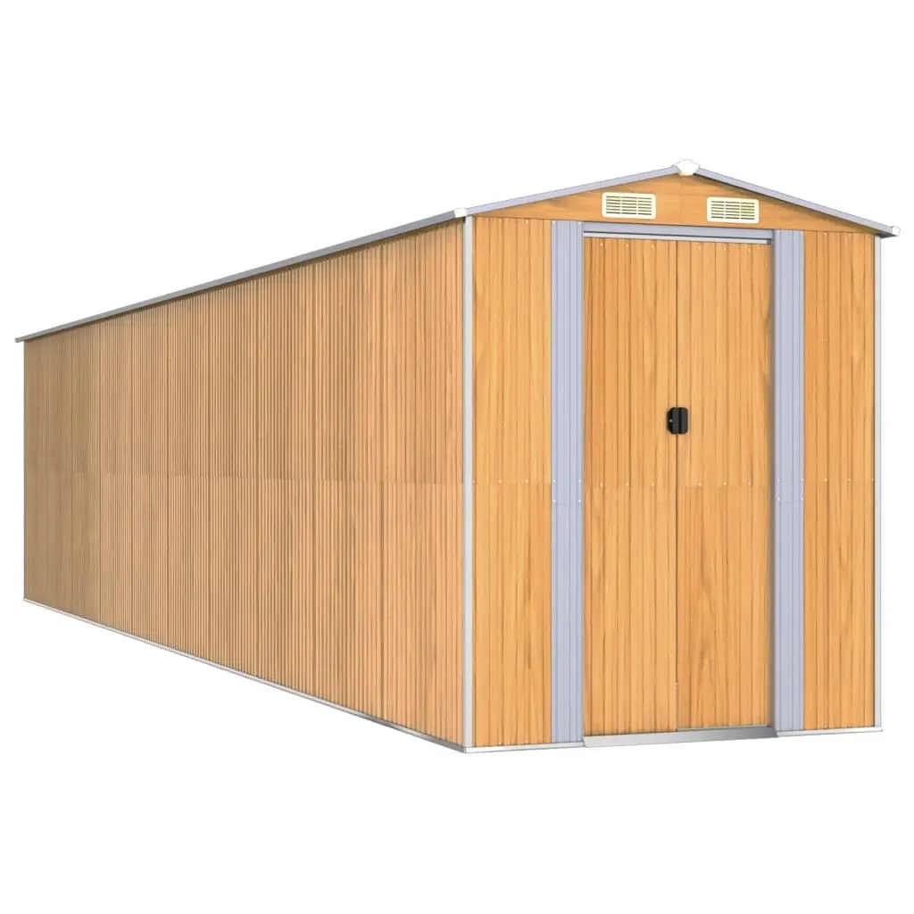 Garden Shed Light Brown 192x855x223 cm Galvanised Steel 3147479 - Home & Garden