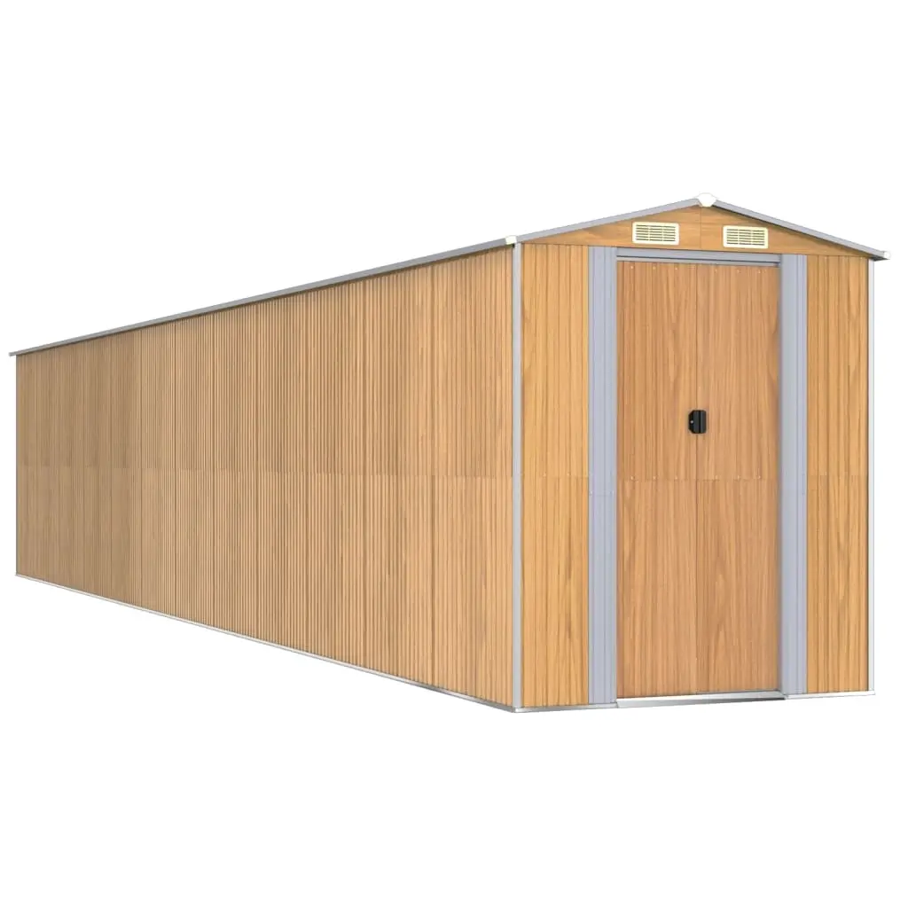 Garden Shed Light Brown 192x1021x223 cm Galvanised Steel 3147481 - Home & Garden