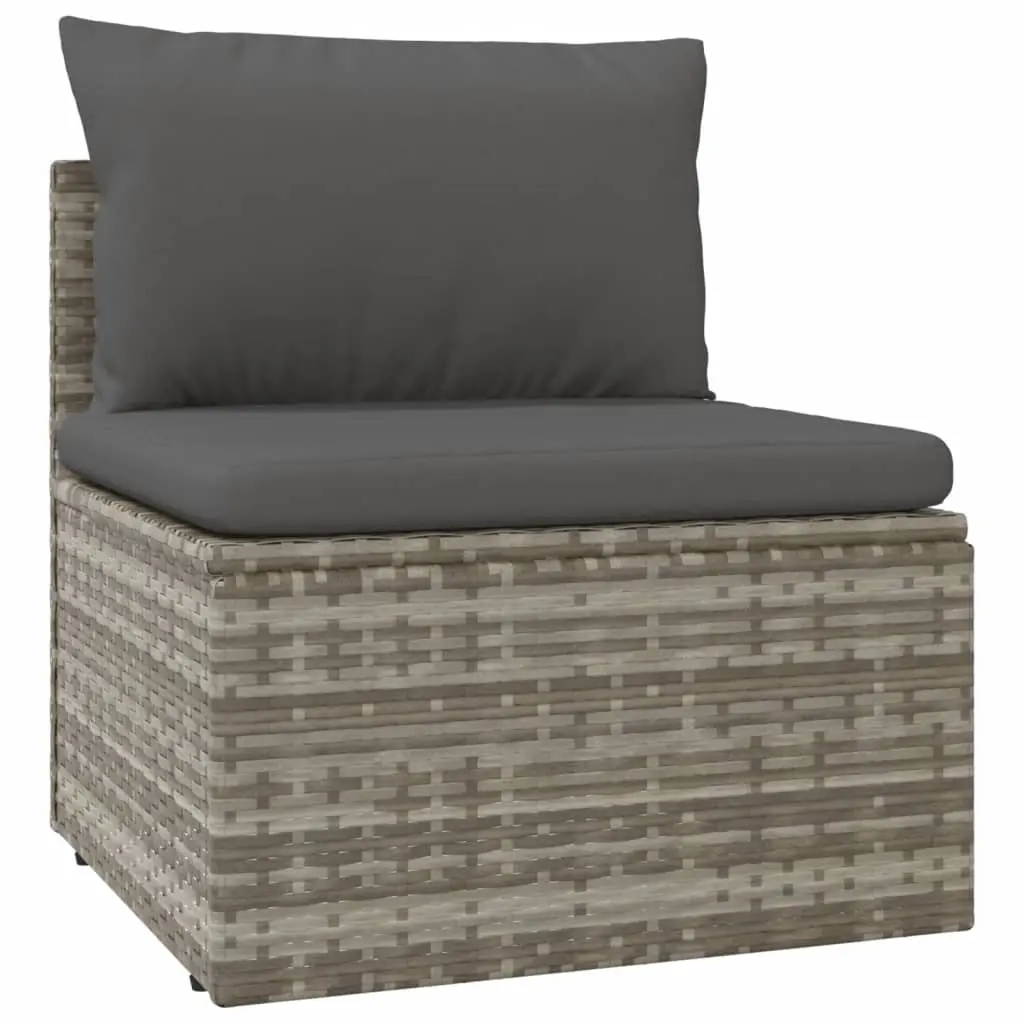 Garden Middle Sofa with Cushion Grey 57x57x56 cm Poly Rattan 318669 - Furniture