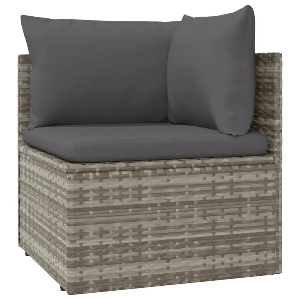 Garden Corner Sofa with Cushion Grey 57x57x56 cm Poly Rattan 318670 - Furniture