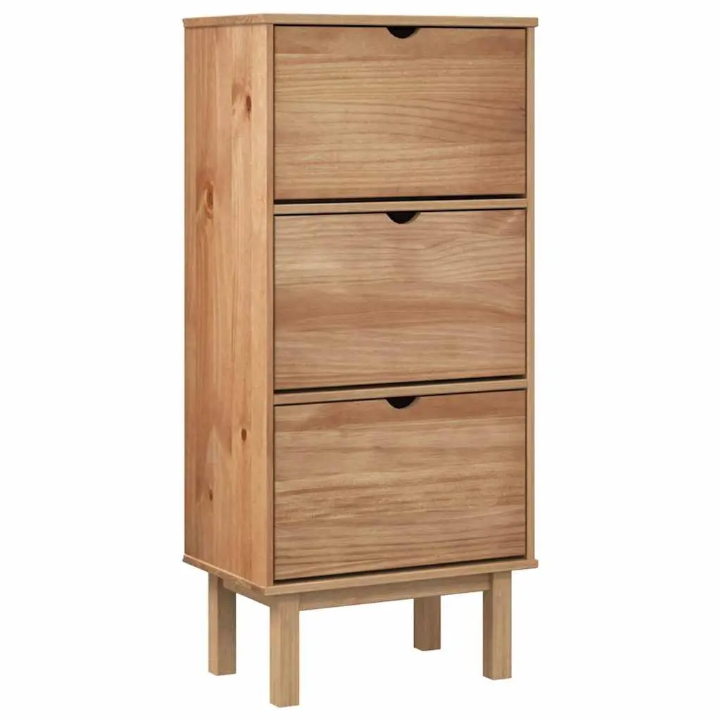 Shoe Cabinet OTTA with 3 Drawers Brown Solid Wood Pine 351309 - Home & Garden