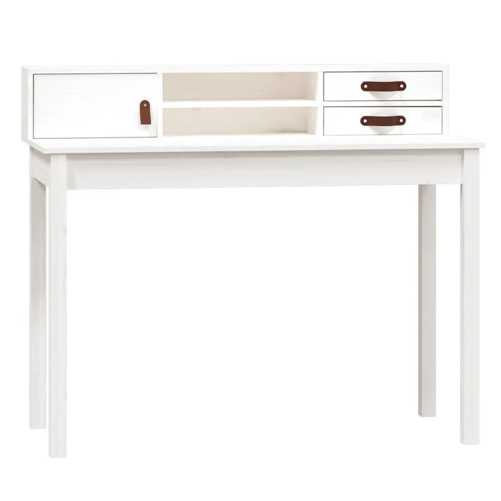 Desk White 110x50x93 cm Solid Wood Pine 823530 - Furniture