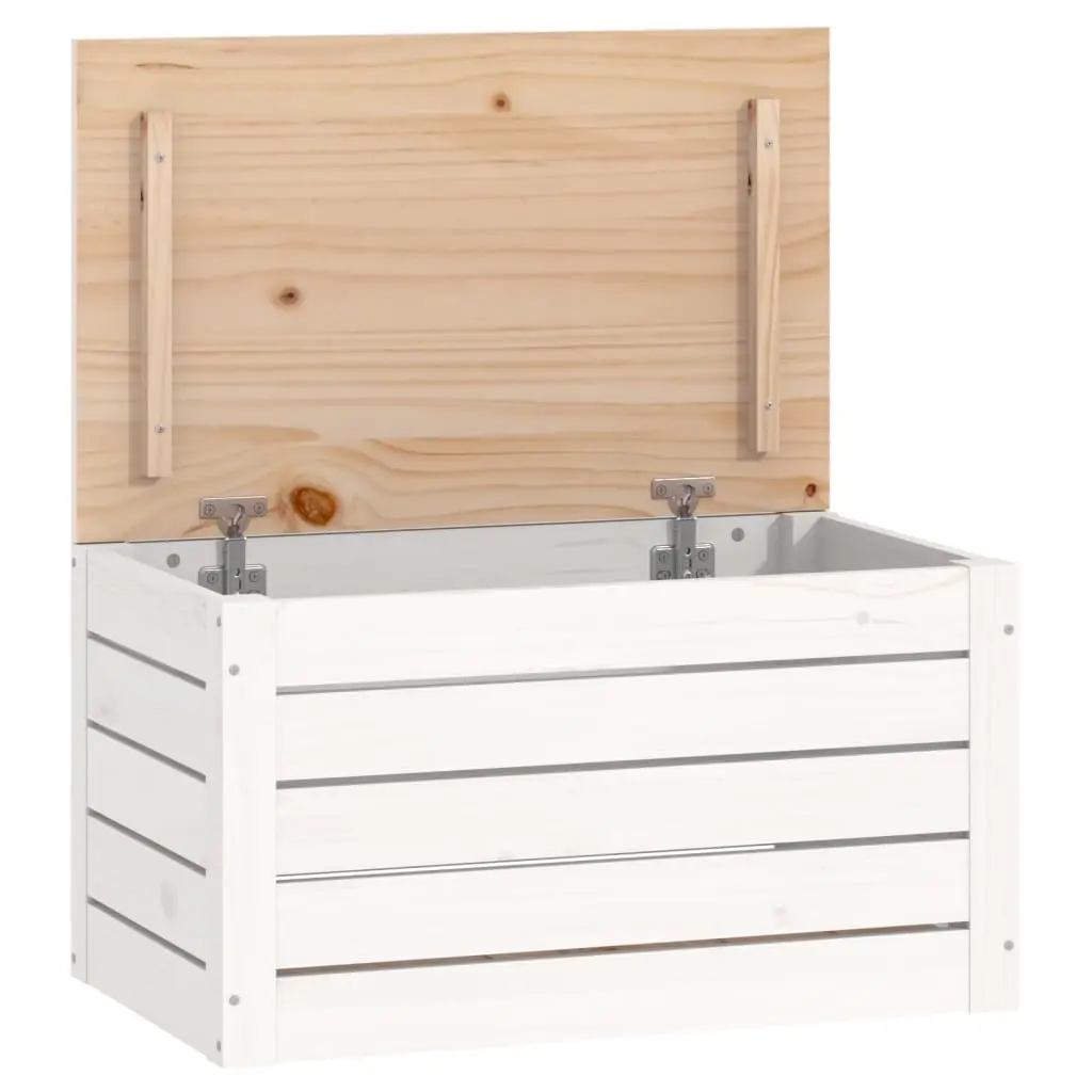 Storage Box White 59.5x36.5x33 cm Solid Wood Pine 823615 - Furniture