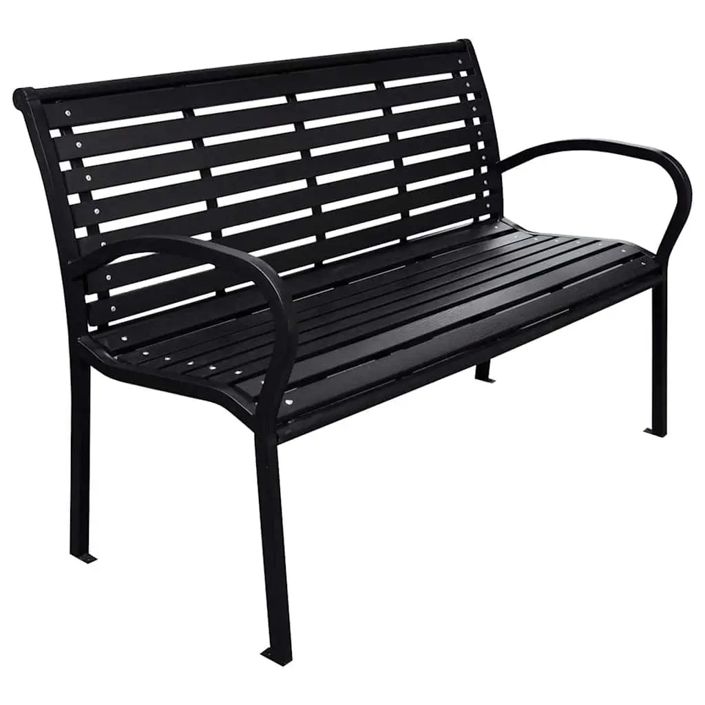 Garden Bench Black 116 cm Steel and WPC 319578 - Furniture