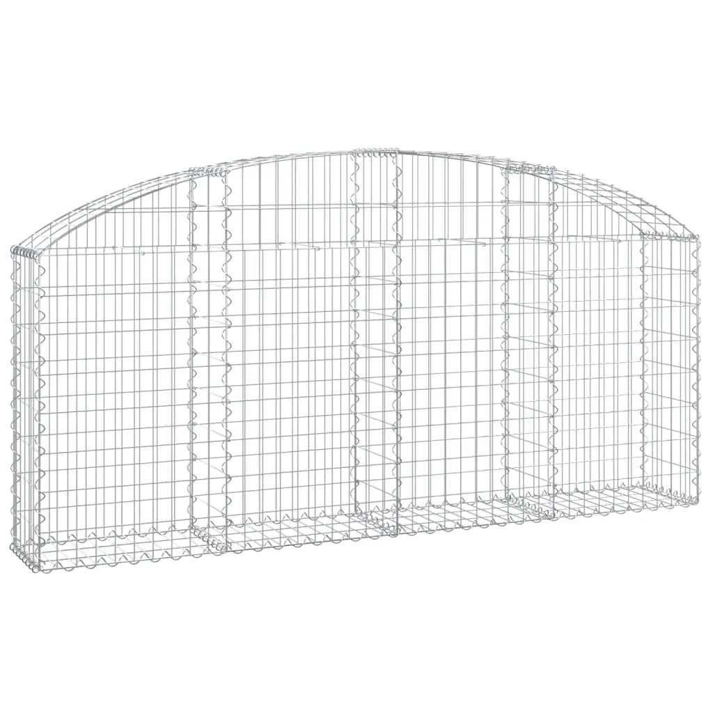 Arched Gabion Basket 200x30x80/100 cm Galvanised Iron 153464 - Home & Garden