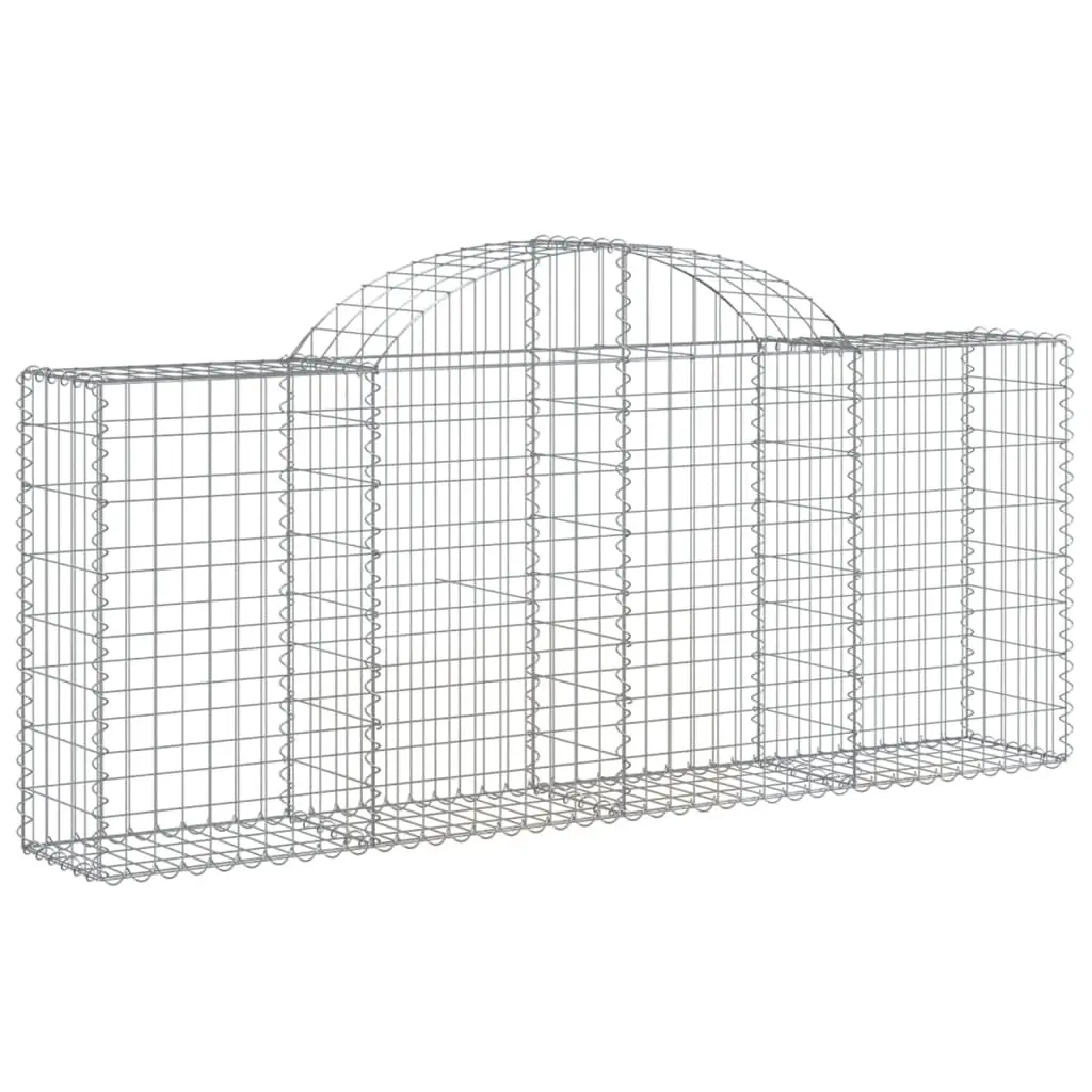 Arched Gabion Basket 200x30x80/100 cm Galvanised Iron 153484 - Home & Garden