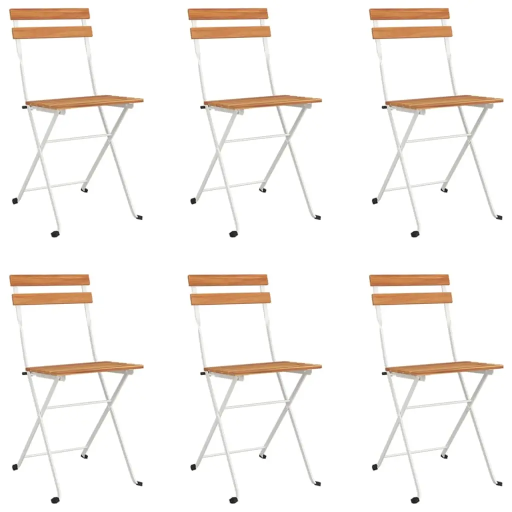 Folding Bistro Chairs 6 pcs Solid Wood Acacia and Steel 3152108 - Furniture