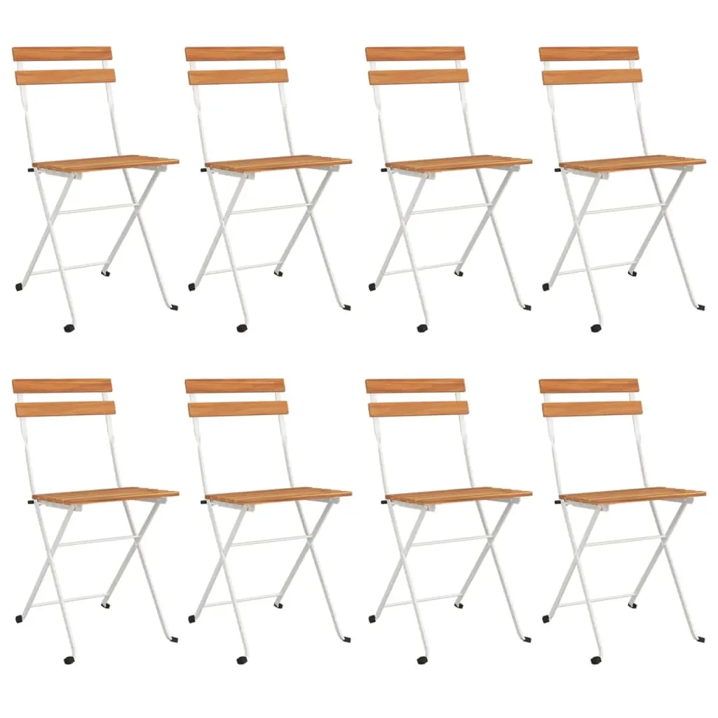 Folding Bistro Chairs 8 pcs Solid Wood Acacia and Steel 3152109 - Furniture