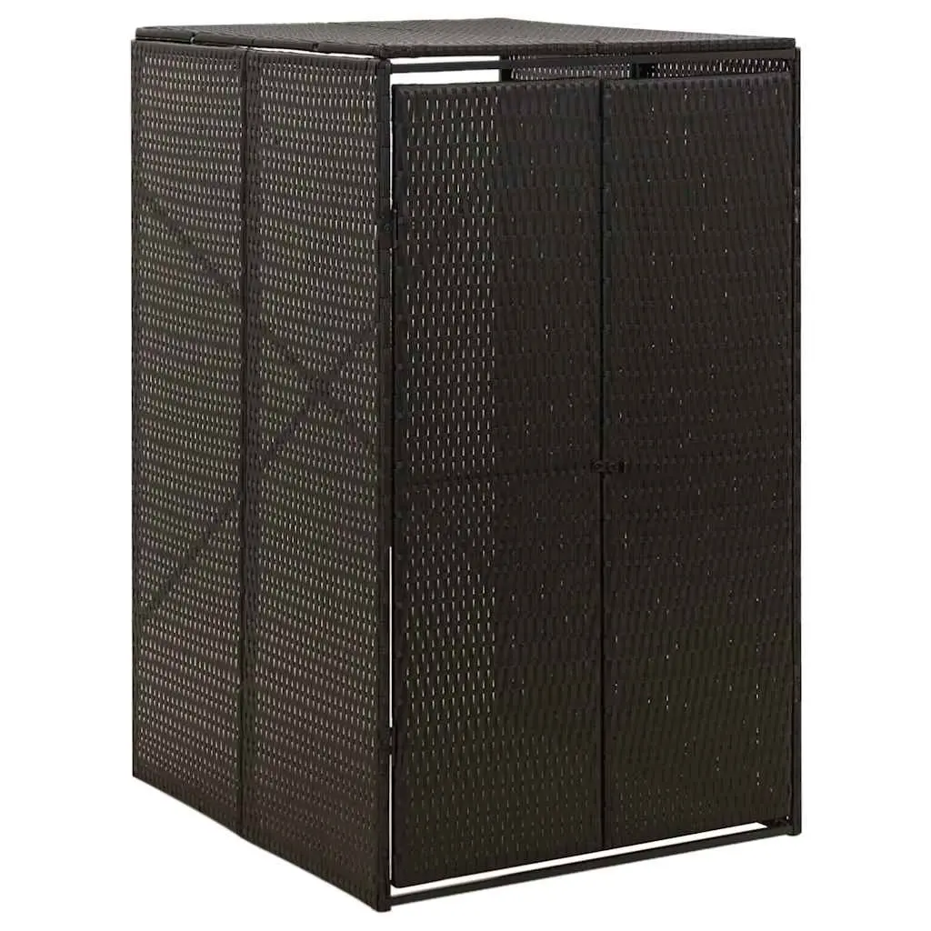 Single Wheelie Bin Shed Black 70x80x117 cm Poly Rattan 319860 - Home & Garden