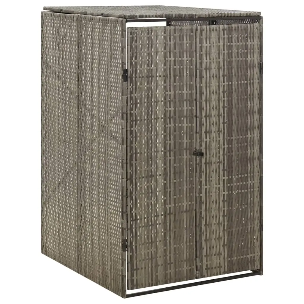 Single Wheelie Bin Shed Grey 70x80x117 cm Poly Rattan 319864 - Home & Garden