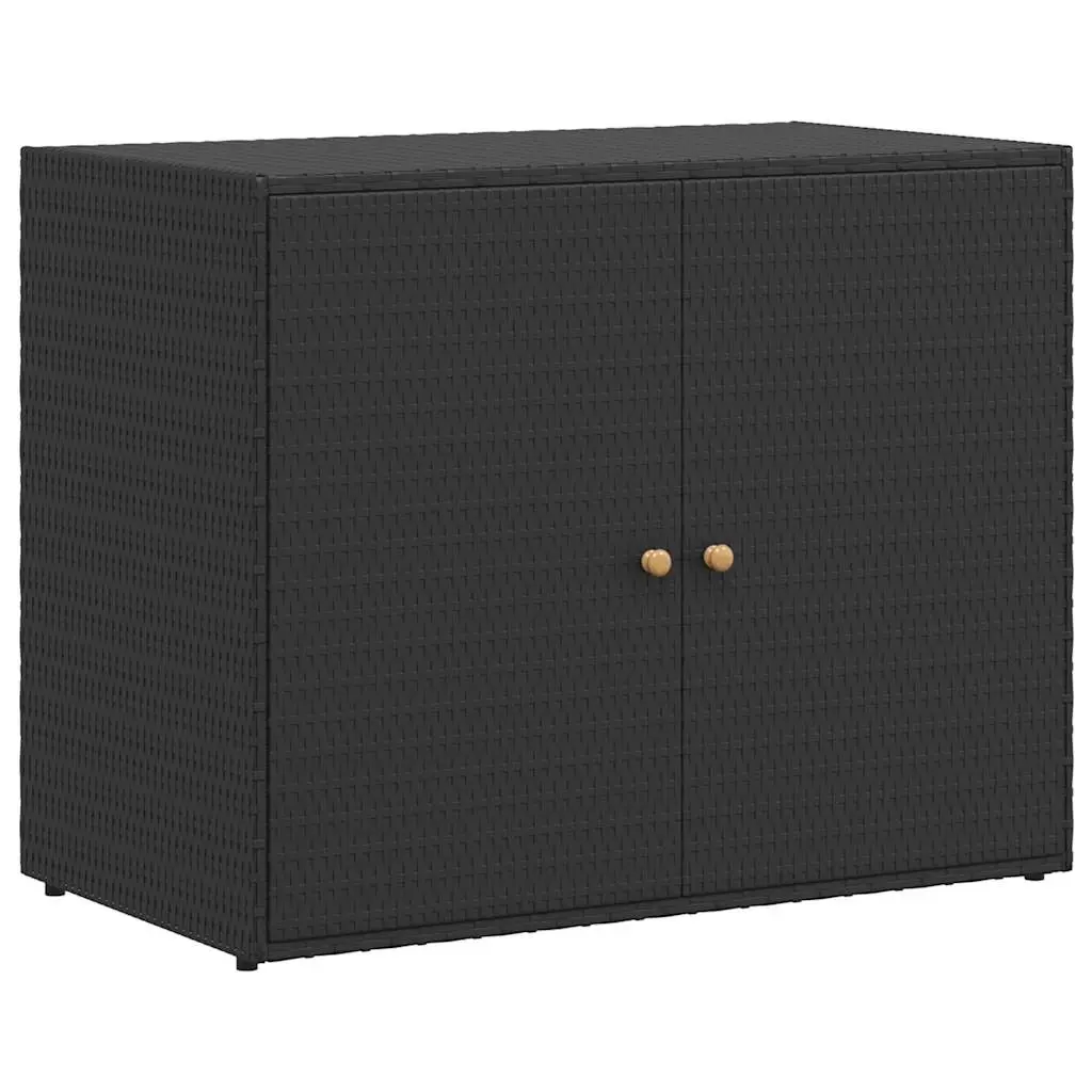 Garden Storage Cabinet Black 100x55.5x80 cm Poly Rattan 319868 - Furniture