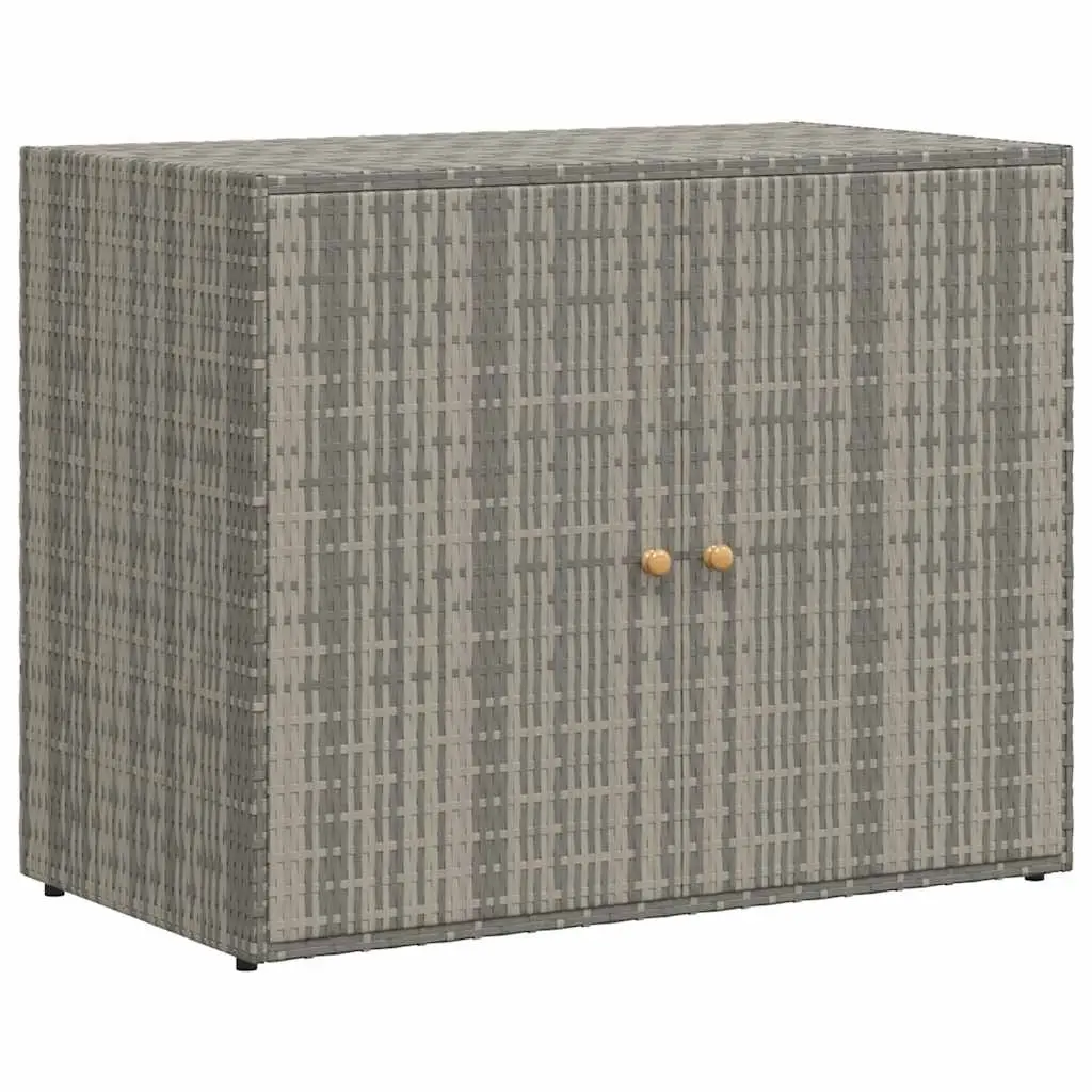 Garden Storage Cabinet Grey 100x55.5x80 cm Poly Rattan 319869 - Furniture