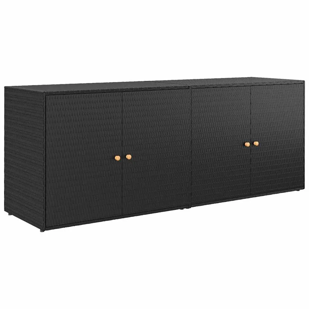 Garden Storage Cabinet Black 198x55.5x80 cm Poly Rattan 319870 - Furniture