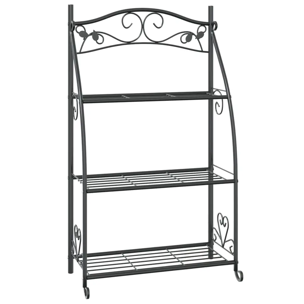 Flower Rack Black 56x30x96 cm Steel 319353 - Home & Garden