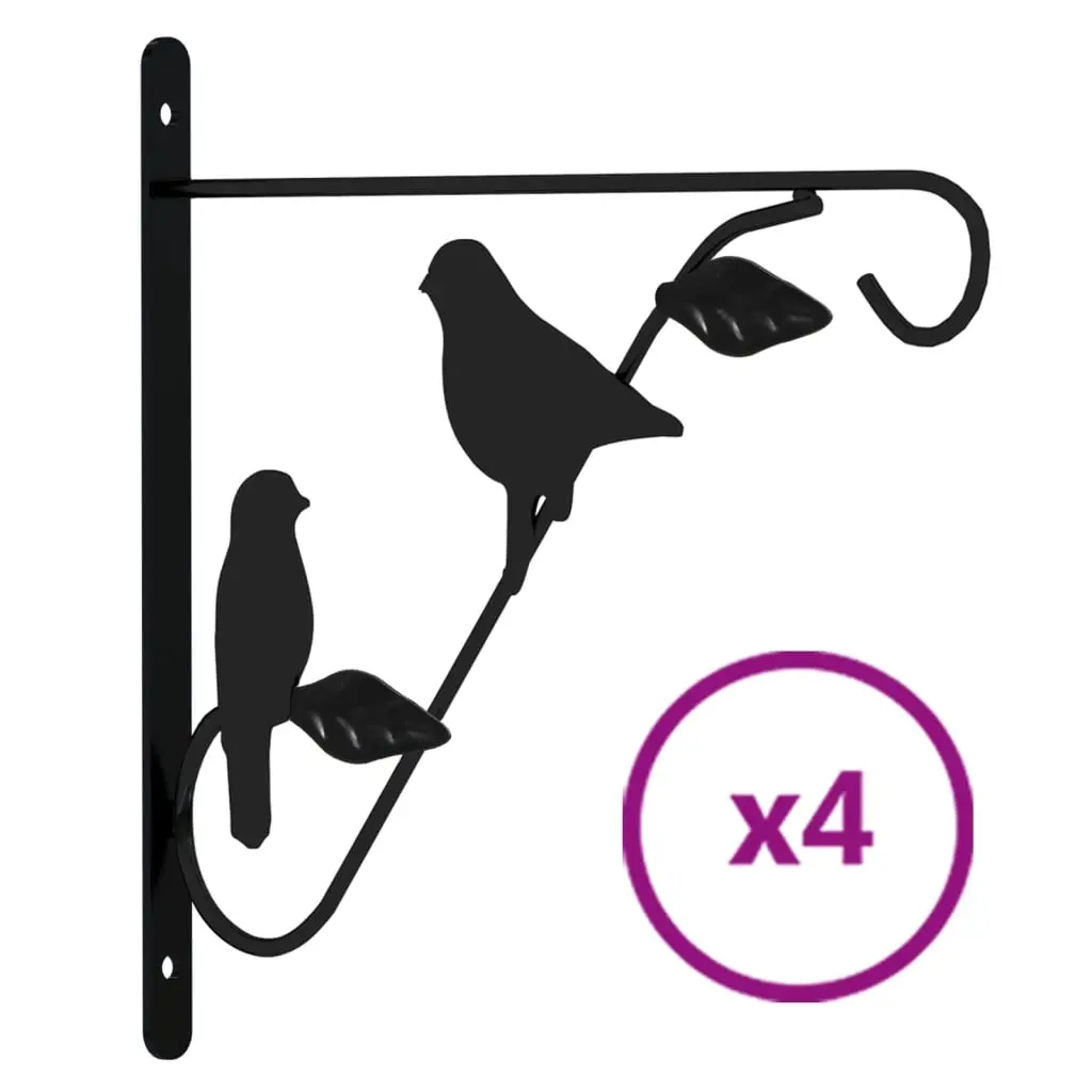 Hanging Basket Brackets 4 pcs Black Steel 319361 - Home & Garden