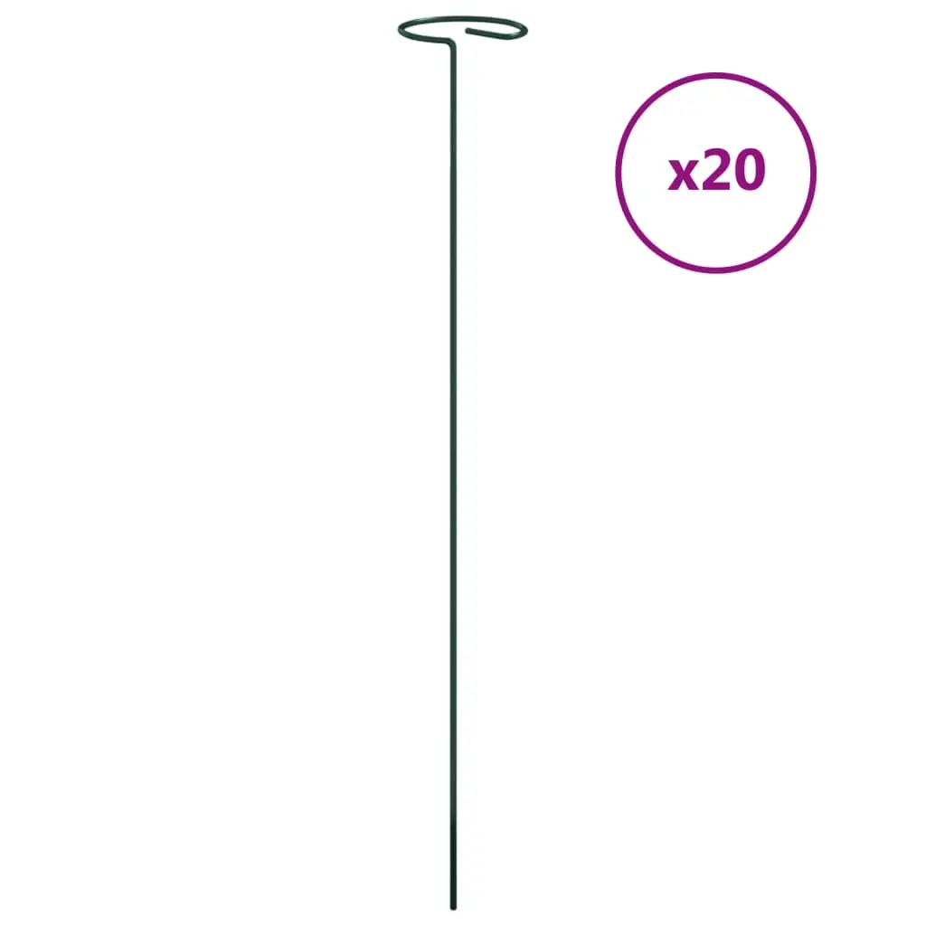 Garden Plant Stakes 20 pcs Dark Green 40 cm Steel 319362 - Home & Garden