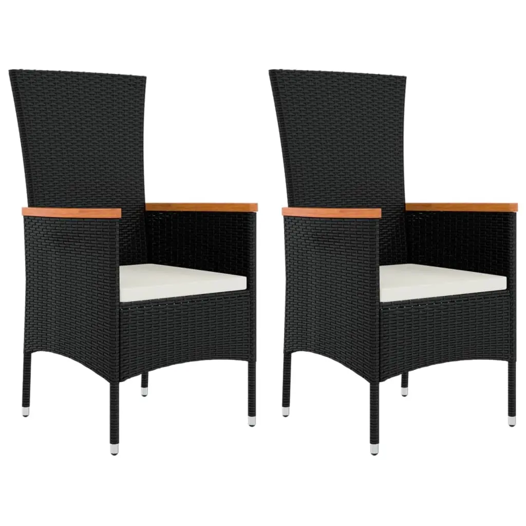 Garden Chairs with Cushions 2 pcs Poly Rattan Black 319525 - Furniture