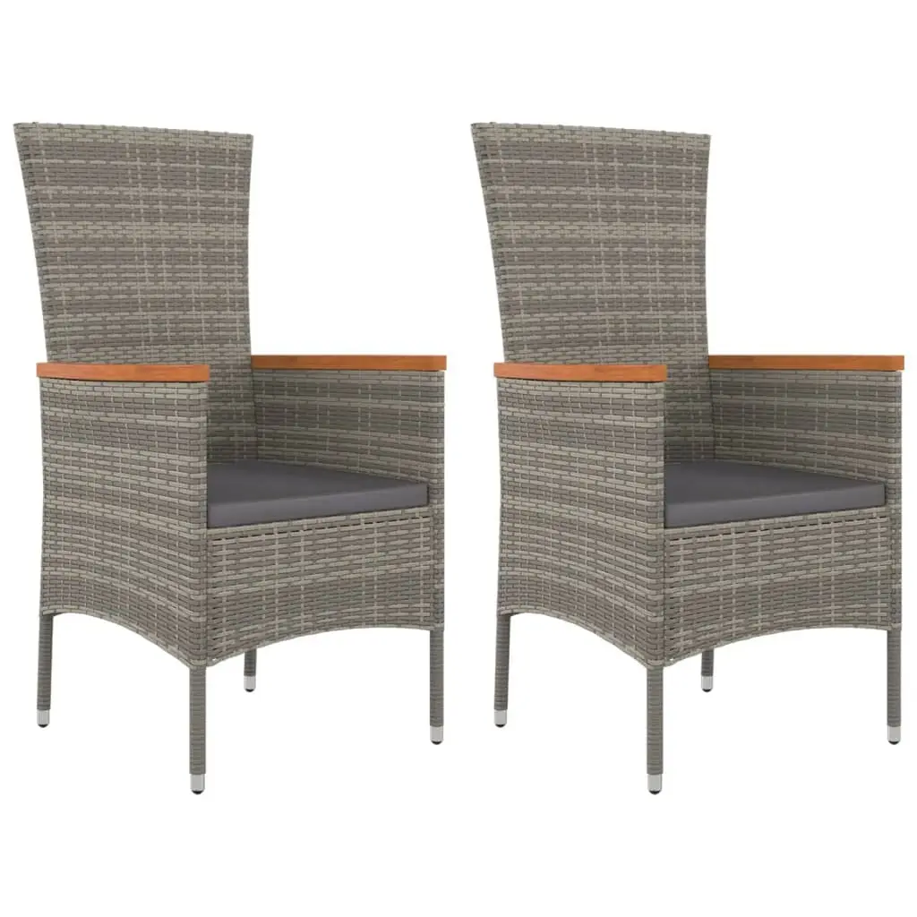 Garden Chairs with Cushions 2 pcs Poly Rattan Grey 319526 - Furniture