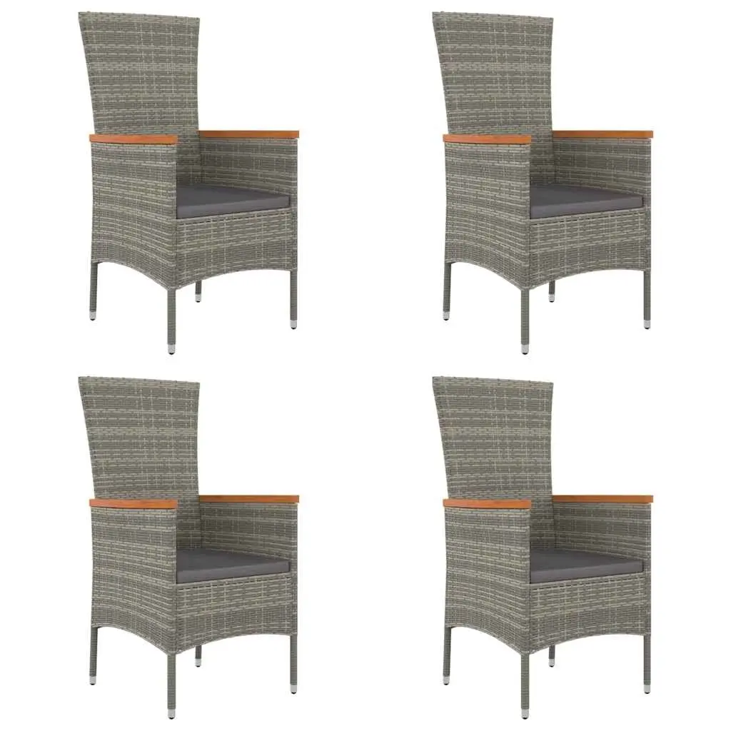Garden Chairs with Cushions 4 pcs Poly Rattan Grey 319528 - Furniture