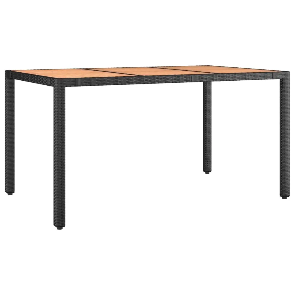 Garden Table with Wooden Top Black Poly Rattan&Solid Wood Acacia 319551 - Up to 65% off Outdoor Furniture