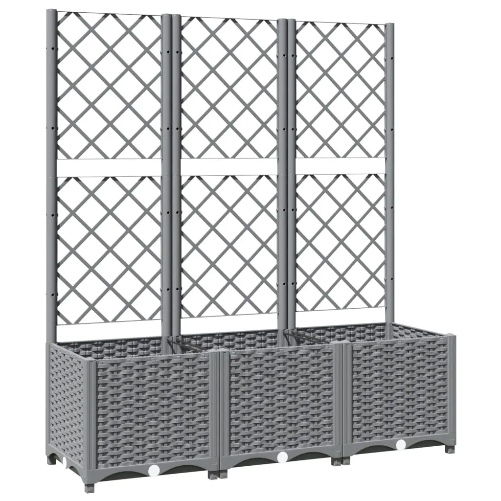 Garden Planter with Trellis Light Grey 120x40x136 cm PP 153274 - Home & Garden