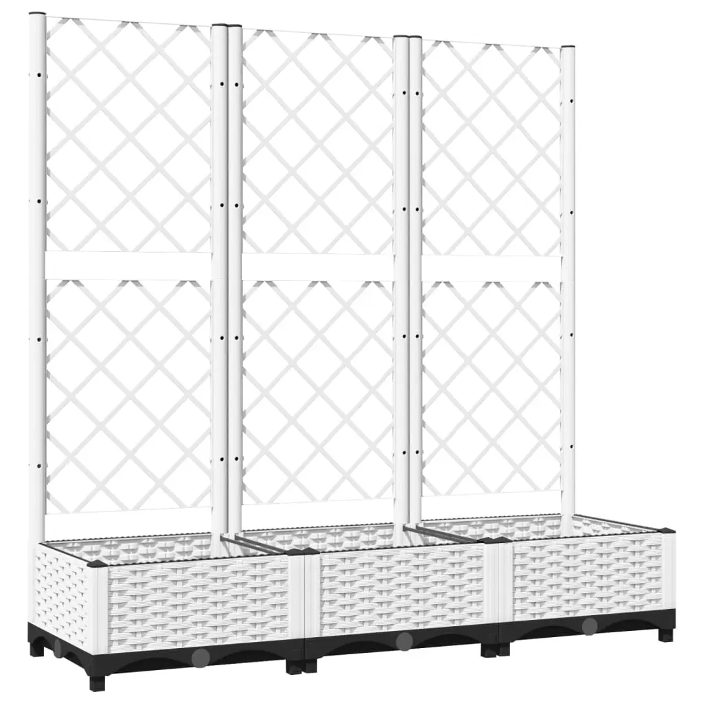 Garden Planter with Trellis White 120x40x121.5 cm PP 153283 - Home & Garden