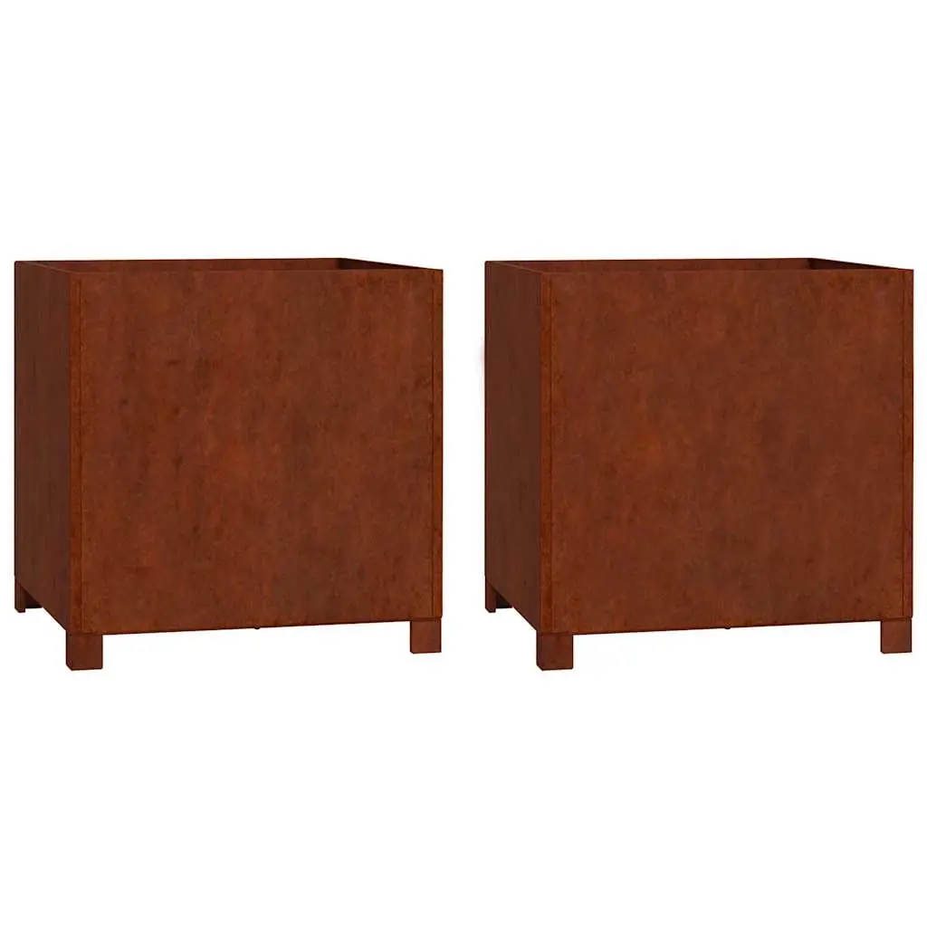 Planters with Legs 2 pcs Rusty 50x50x50 cm Corten Steel 823683 - Home & Garden