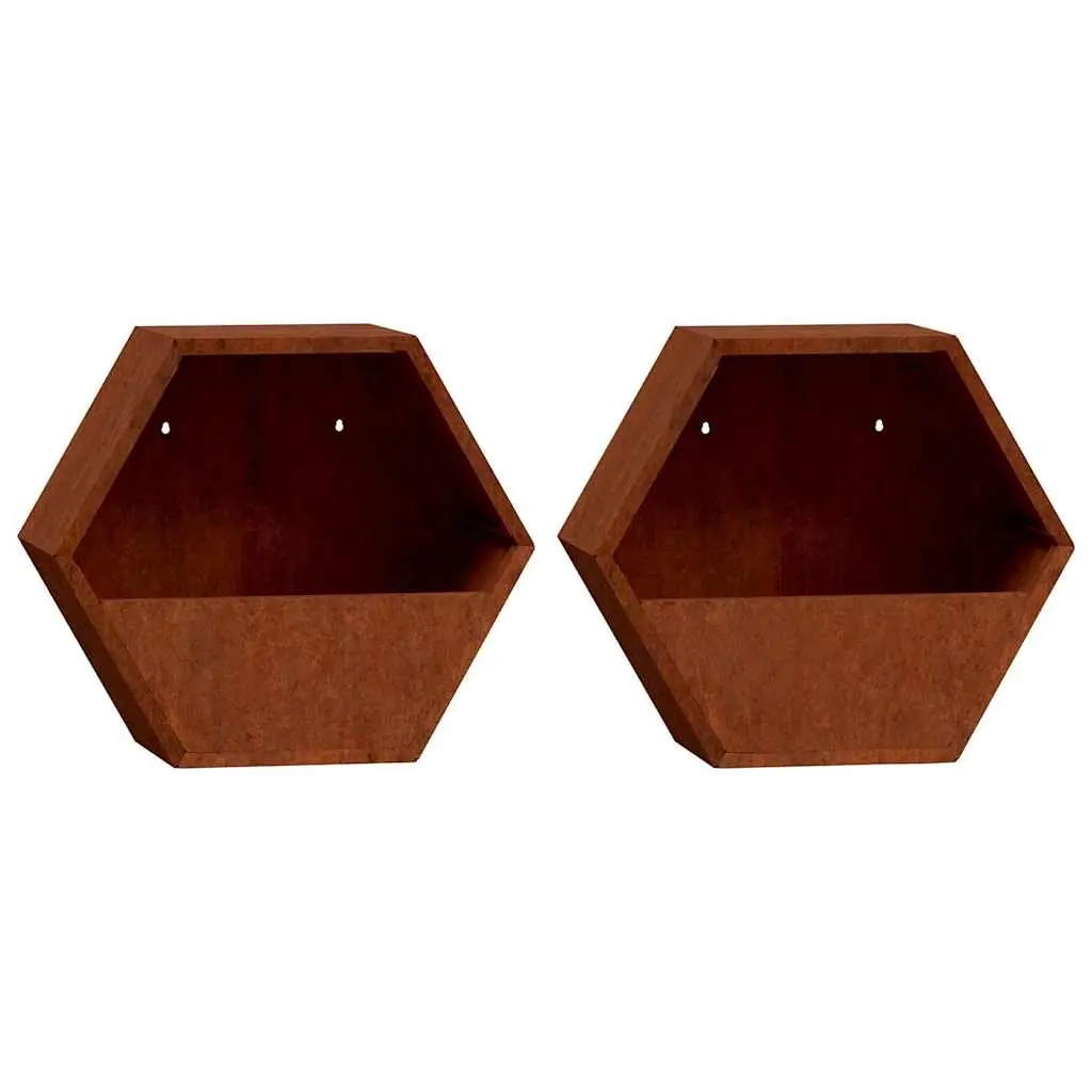 Wall Planters 2 pcs Rusty Corten Steel 30x10x25 cm 823684 - Home & Garden