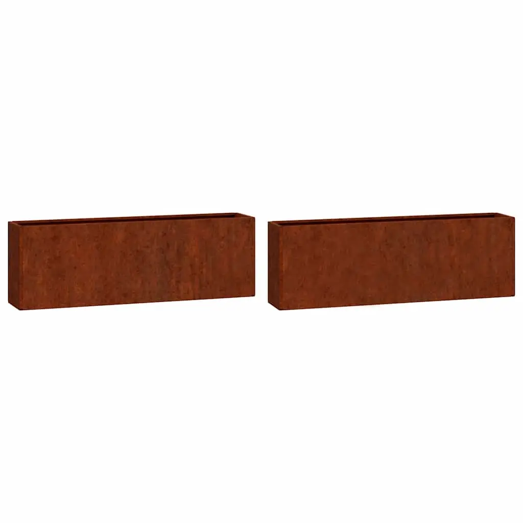 Wall Planters 2 pcs Rusty Corten Steel 53x10x17 cm 823686 - Home & Garden