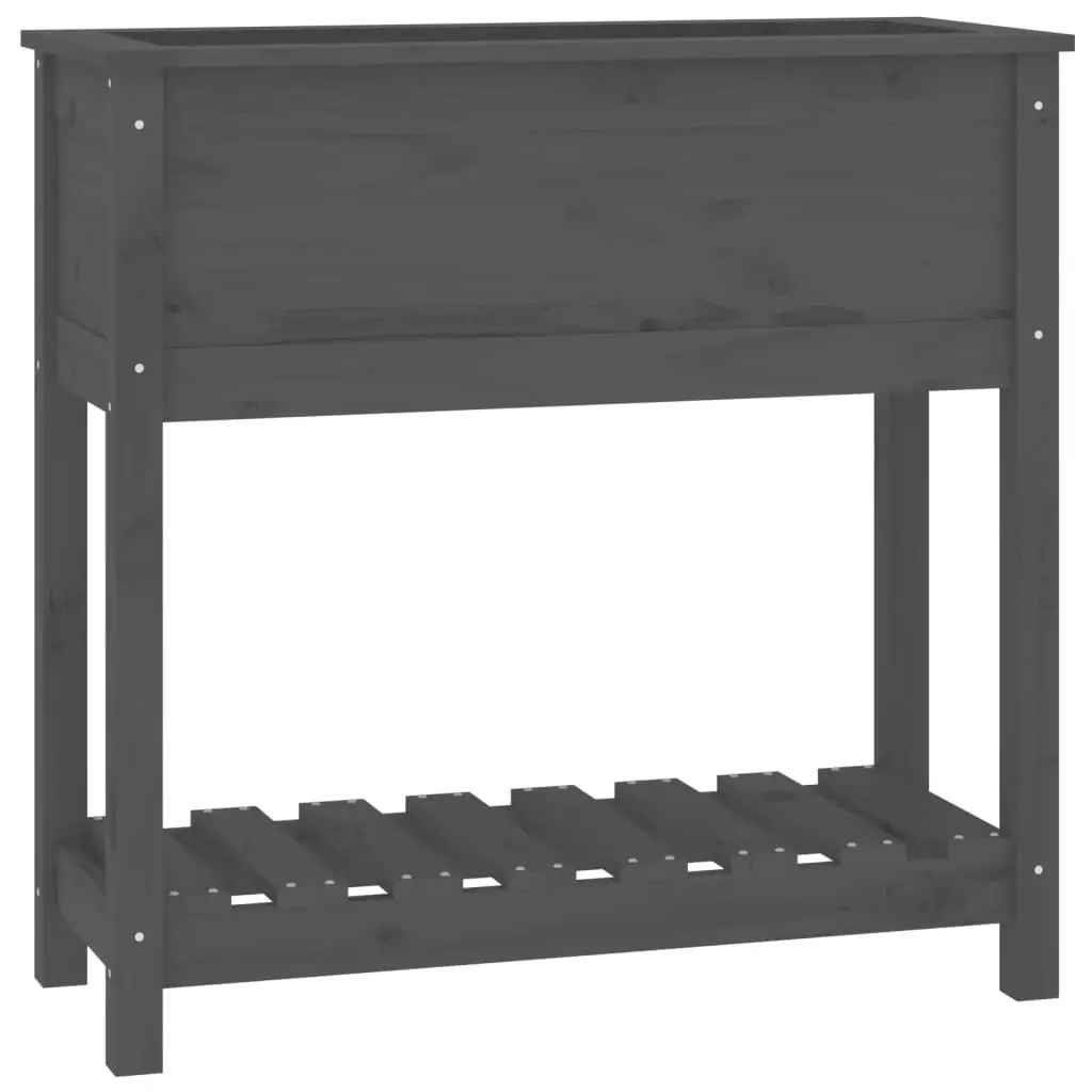 Planter with Shelf Grey 82.5x34.5x81 cm Solid Wood Pine 823761 - Home & Garden