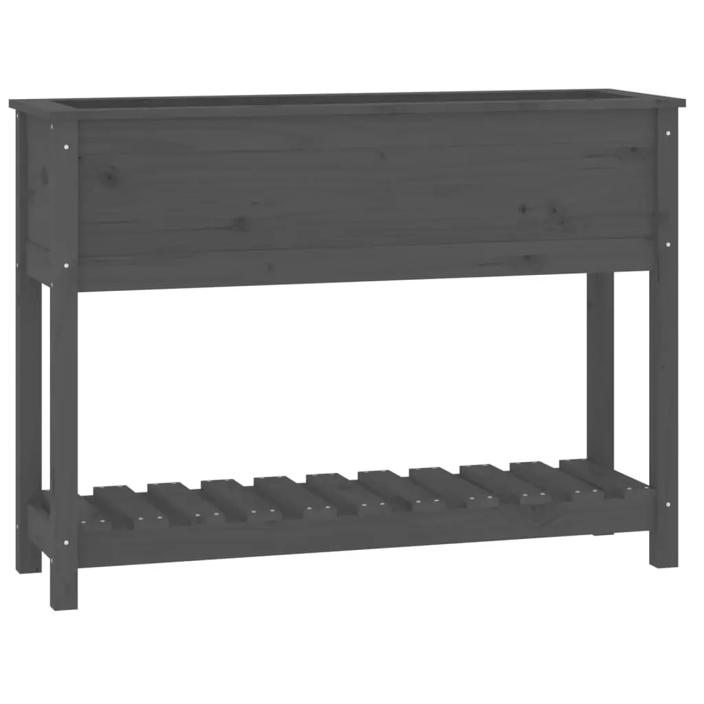 Planter with Shelf Grey 111.5x34.5x81 cm Solid Wood Pine 823768 - Home & Garden