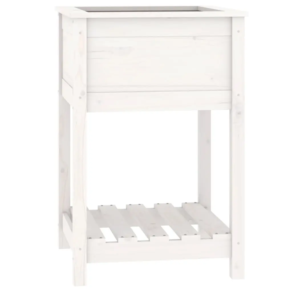 Planter with Shelf White 54x54x81 cm Solid Wood Pine 823774 - Home & Garden