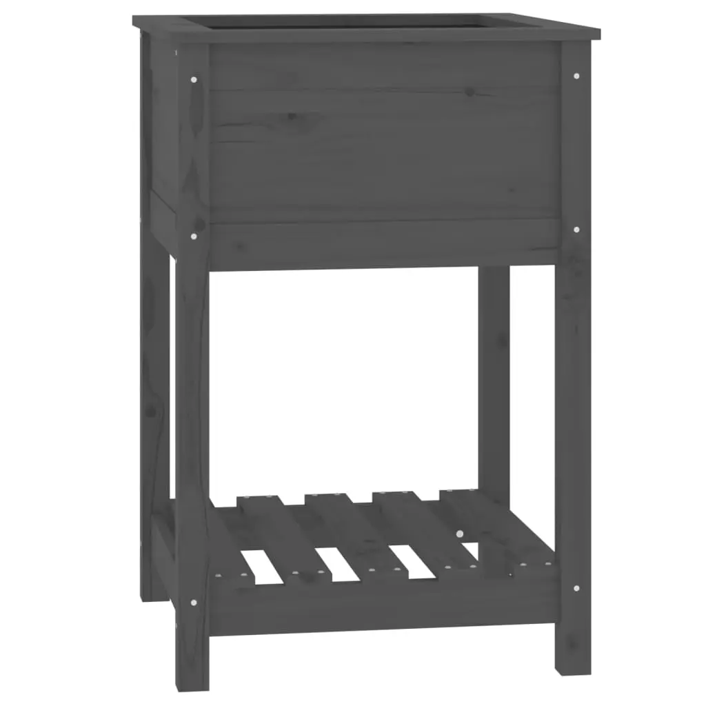 Planter with Shelf Grey 54x54x81 cm Solid Wood Pine 823775 - Home & Garden