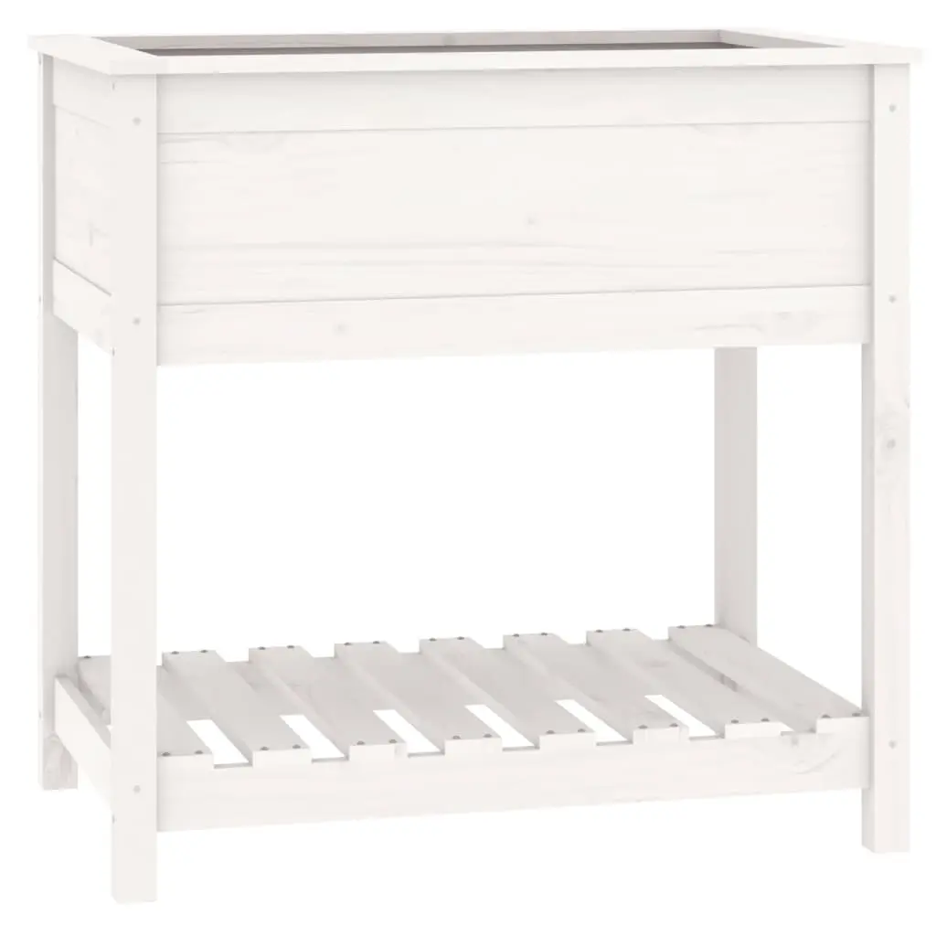 Planter with Shelf White 82.5x54x81 cm Solid Wood Pine 823781 - Home & Garden