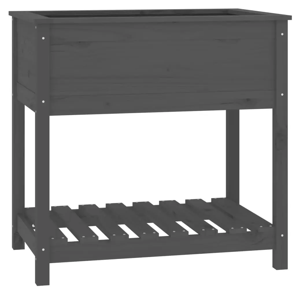 Planter with Shelf Grey 82.5x54x81 cm Solid Wood Pine 823782 - Home & Garden