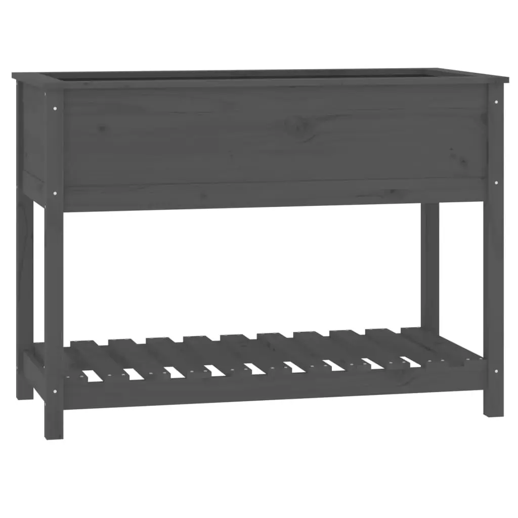 Planter with Shelf Grey 111.5x54x81 cm Solid Wood Pine 823789 - Home & Garden
