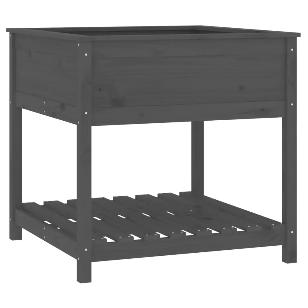 Planter with Shelf Grey 82.5x82.5x81 cm Solid Wood Pine 823796 - Home & Garden