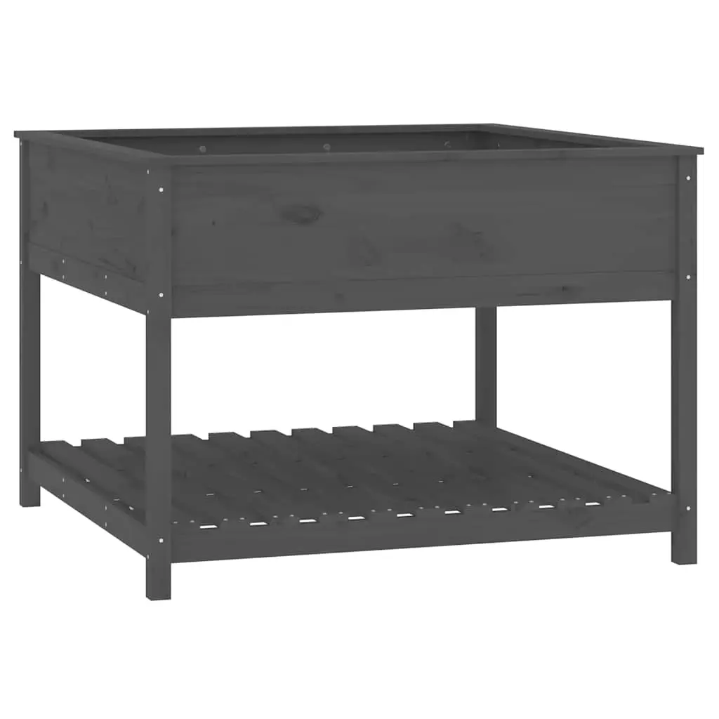 Planter with Shelf Grey 111.5x111.5x81 cm Solid Wood Pine 823803 - Home & Garden