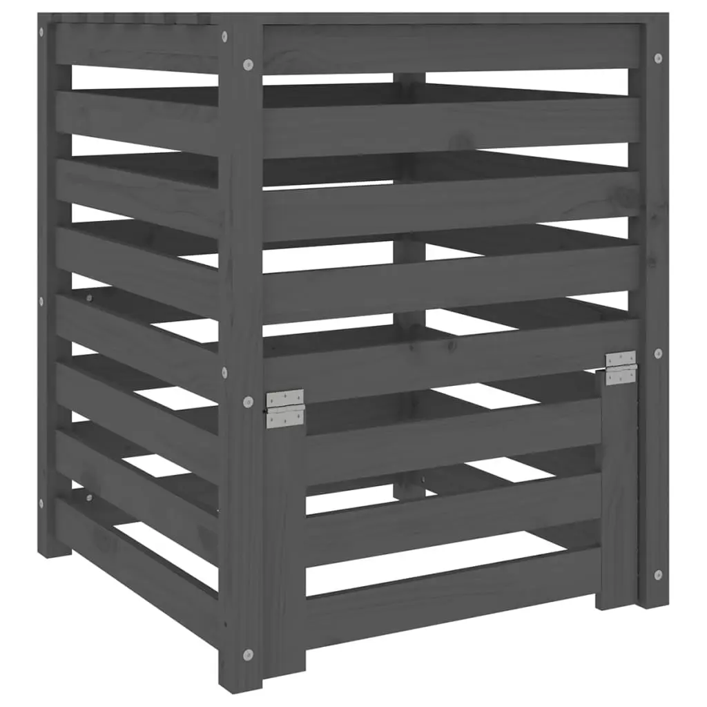 Composter Grey 63.5x63.5x77.5 cm Solid Wood Pine 823810 - Home & Garden