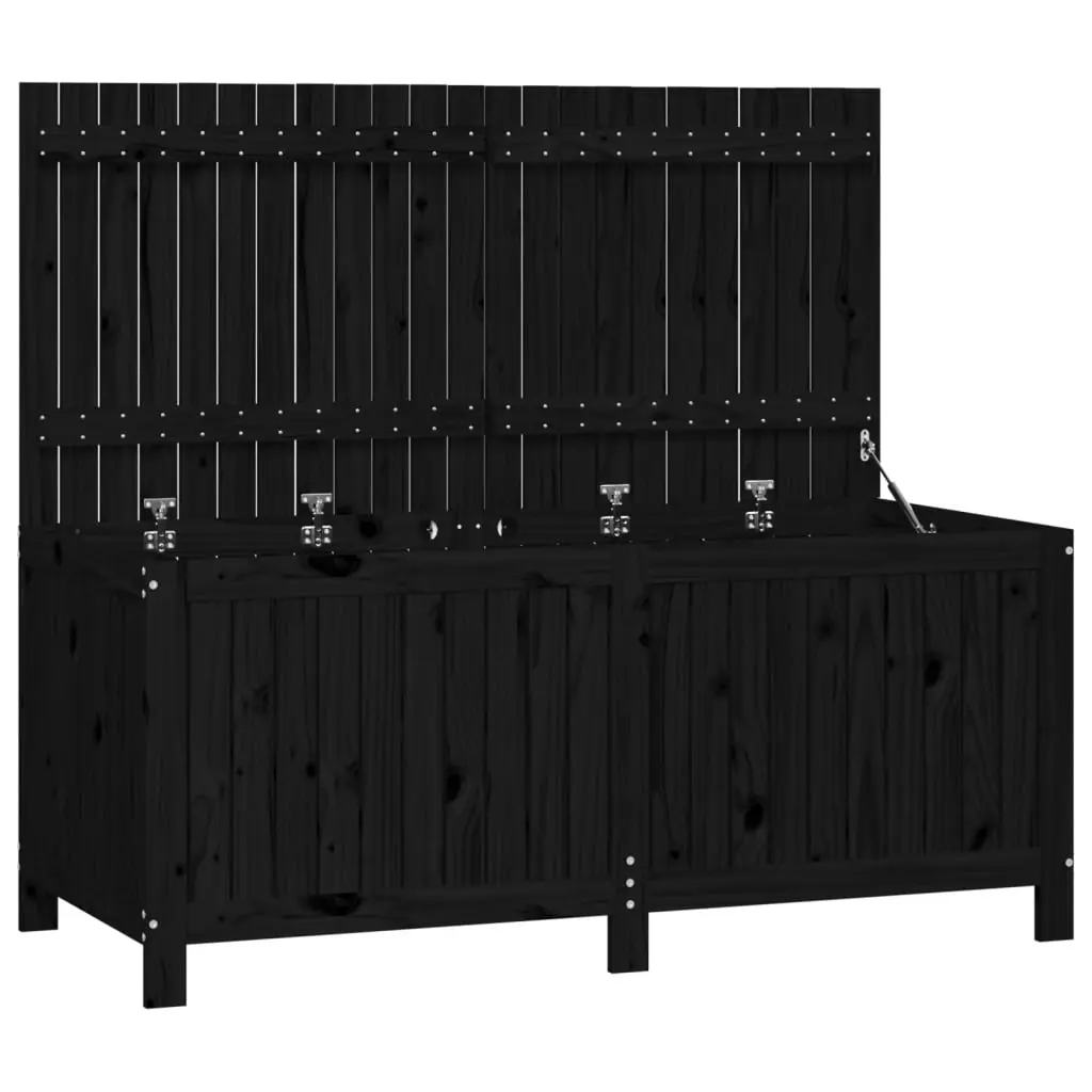Garden Storage Box Black 147x68x64 cm Solid Wood Pine 823854 - Outdoor Storage Boxes - Up to 60% off
