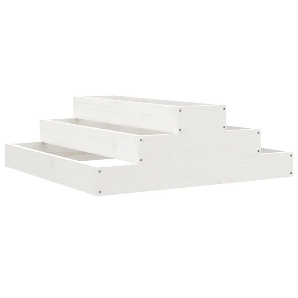 Planter White 80x80x27 cm Solid Wood Pine 823893 - Home & Garden