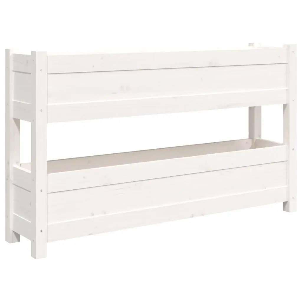 Planter White 112x25x66 cm Solid Wood Pine 823928 - Home & Garden
