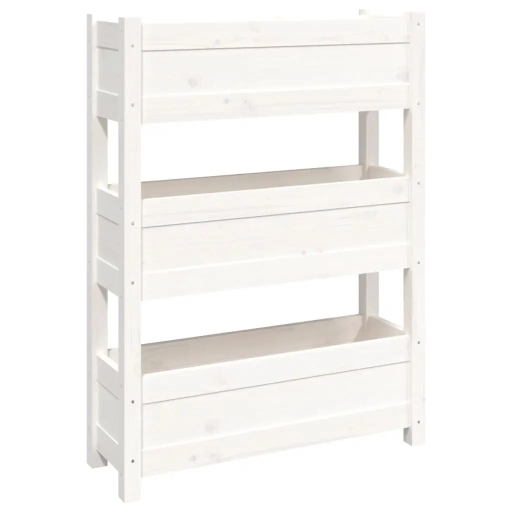 Planter White 77x25x104.5 cm Solid Wood Pine 823935 - Home & Garden