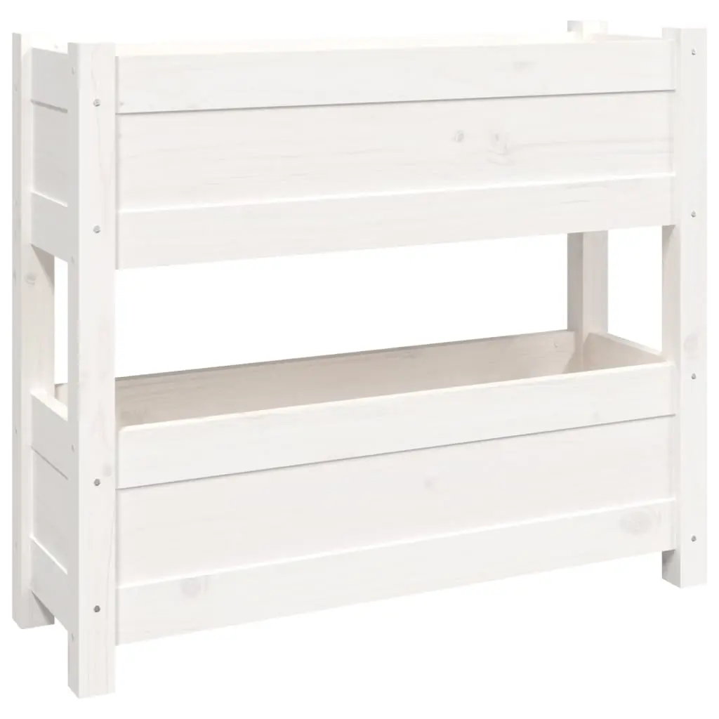 Planter White 77x25x66 cm Solid Wood Pine 823942 - Home & Garden