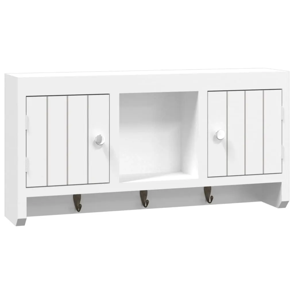 Key Cabinet White 40x8.5x20 cm Engineered Wood&Steel 350631 - Furniture