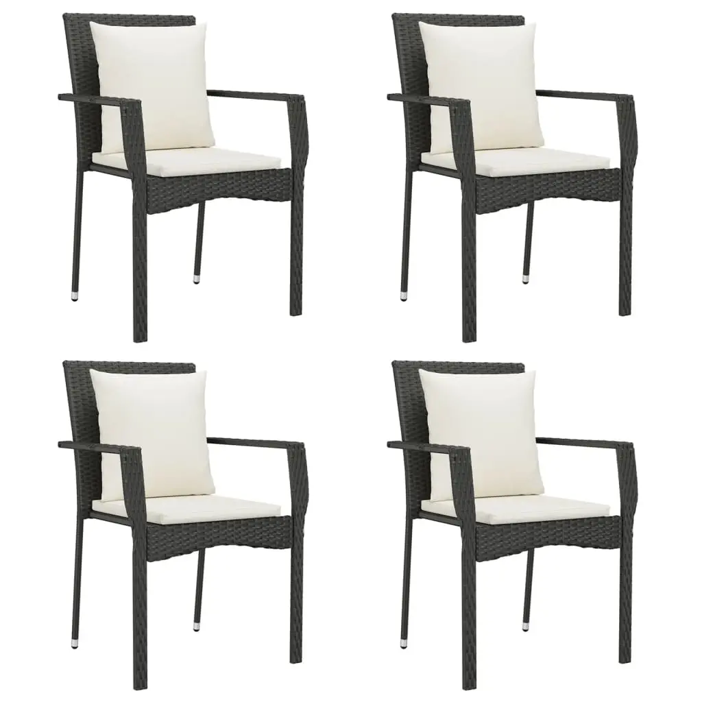 Garden Chairs with Cushions 4 pcs Poly Rattan Black 319879 - Furniture